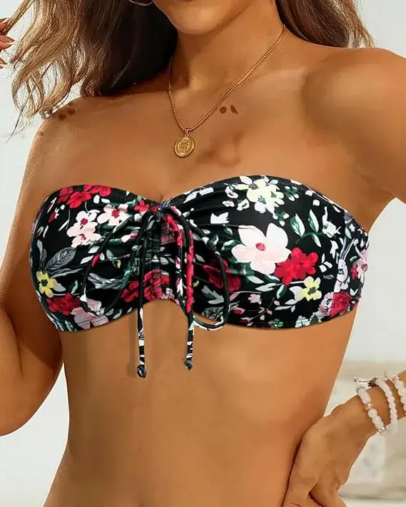 Women Bandeau Bikini Top Strapless Swim Tops Tube Halter Swimsuit Top Only