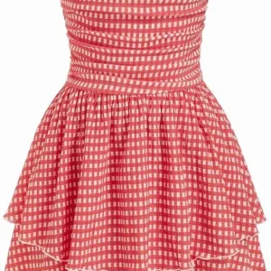 Women's Summer Cocktail Dress - Tube Ruched Ruffle Mini Dress