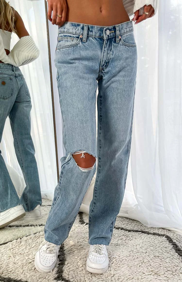 Rhonda Blue Rip Low Straight Jean