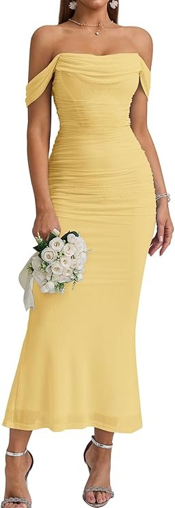 Women Off Shoulder Maxi Long Corset Formal Wedding Guest Dress